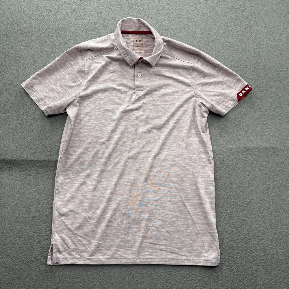 Oakley Polo Shirt Mens Small Red Striped Regular‎ Fit Tagless Performance Top